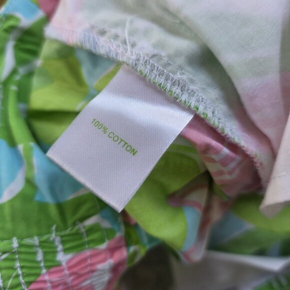 Lilly Pulitzer Size 10 Pull On Pants Green Pink Lightweight Wish Wash Tropical - Picture 6 of 6